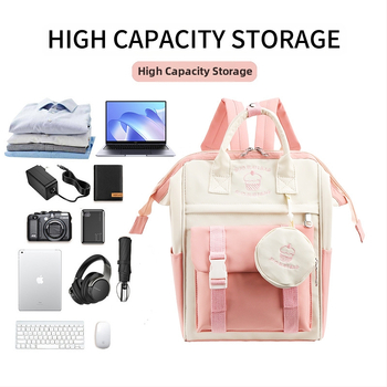 Σακίδιο φοιτητικό από Oxford ύφασμα, σχέδιο παγωτό, χωρητικότητα κάτω από 20 L, χωράει φορητό 8 ιντσών, ανθεκτικό στη φθορά, ιμάντες με αερόσφυξη, φρέσκο και γλυκό στυλ κολλεγιακό