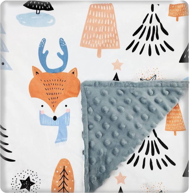 Двоен слой одеяло за новородени с животински модел, полиестер, подходящо за деца до 12 месеца