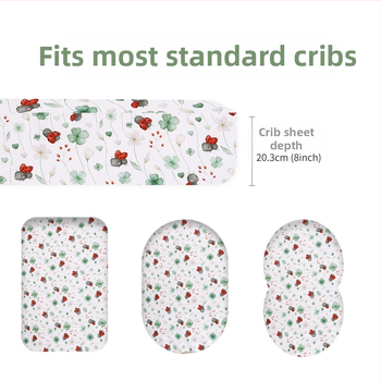 Kūdikių prigludusi paklode ant lovos, 100% poliesteris, augalų ir gyvūnų raštai, reaktyvus spausdinimas, skalbiama medžiaga