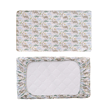 Kūdikių prigludusi paklode ant lovos, 100% poliesteris, augalų ir gyvūnų raštai, reaktyvus spausdinimas, skalbiama medžiaga