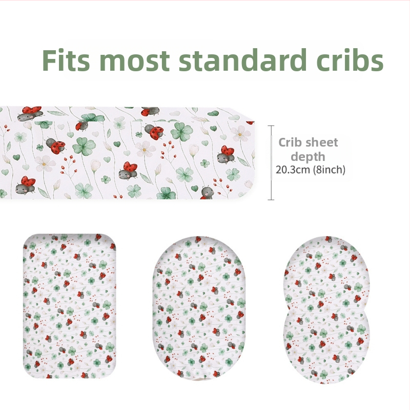 Детски прилягащ чаршаф за легло, 100% полиестер; мотиви растения и животни; реактивен печат; пране