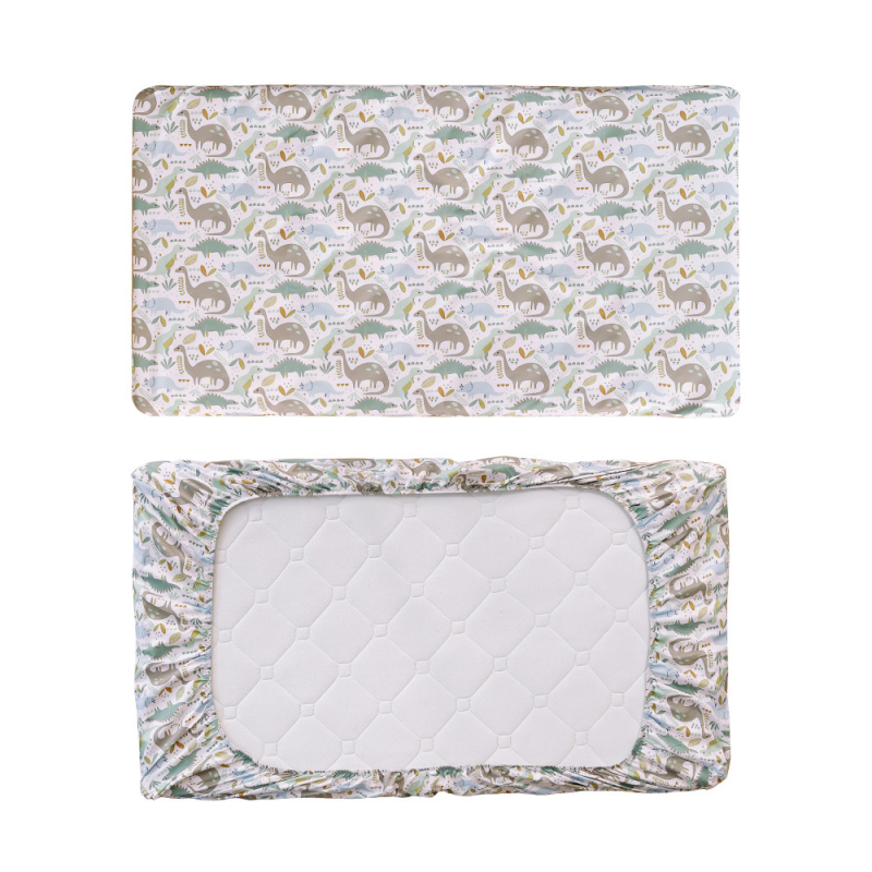 Kūdikių prigludusi paklode ant lovos, 100% poliesteris, augalų ir gyvūnų raštai, reaktyvus spausdinimas, skalbiama medžiaga