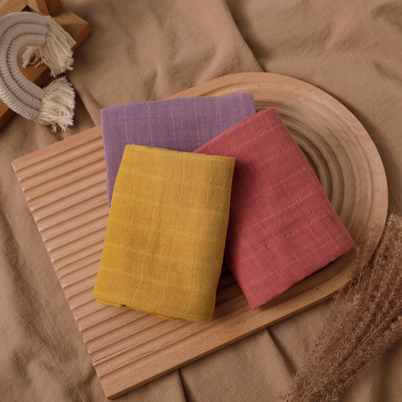 Двойнослойни памучни муслинови кърпи за лице за бебета, комплект от 3 броя, абсорбиращи кърпи за новородени