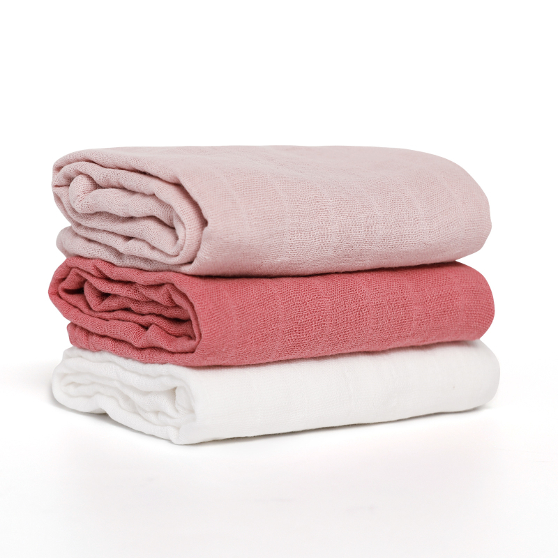 Двойнослойни памучни муслинови кърпи за лице за бебета, комплект от 3 броя, абсорбиращи кърпи за новородени