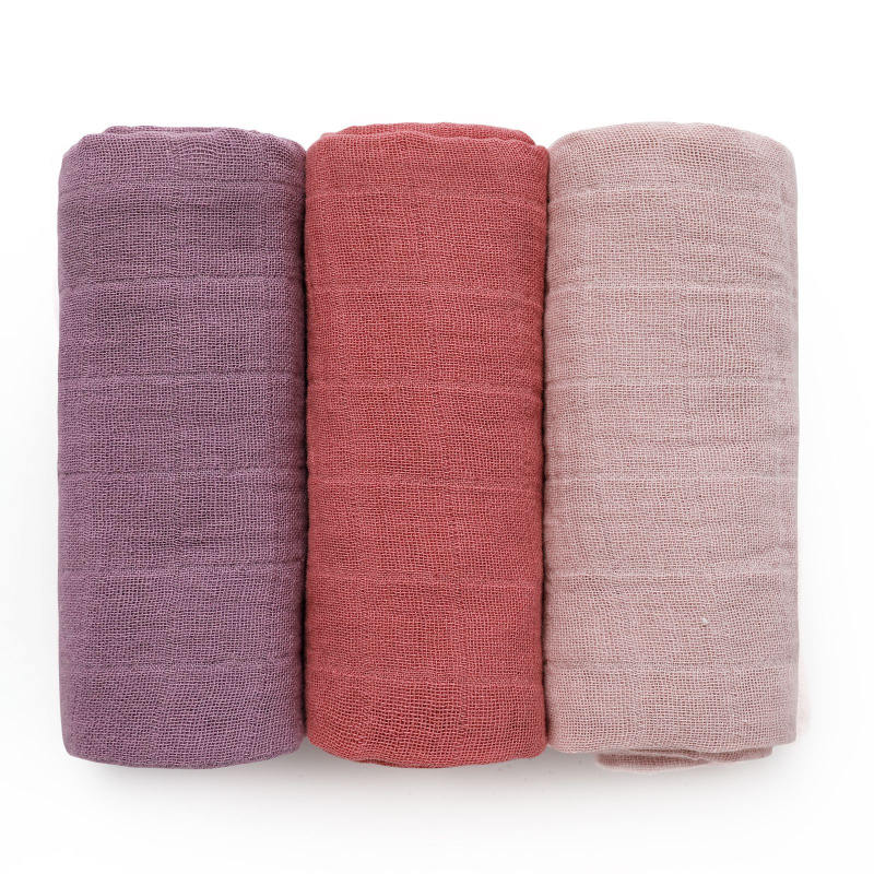 Двойнослойни памучни муслинови кърпи за лице за бебета, комплект от 3 броя, абсорбиращи кърпи за новородени