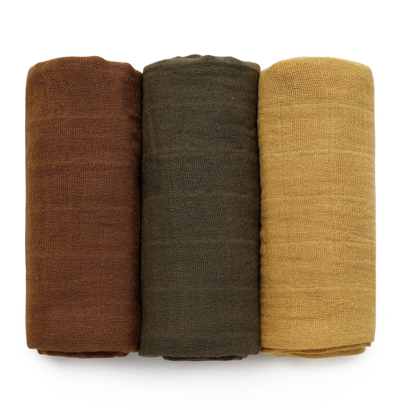 Двойнослойни памучни муслинови кърпи за лице за бебета, комплект от 3 броя, абсорбиращи кърпи за новородени