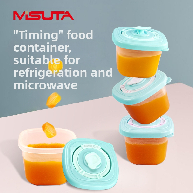 MISUTA Chrono laiko maitinanimo dėžutė – 6 vnt, PP indų rinkinys su skyriais, tinkama kūdikiams nuo 3 mėnesių