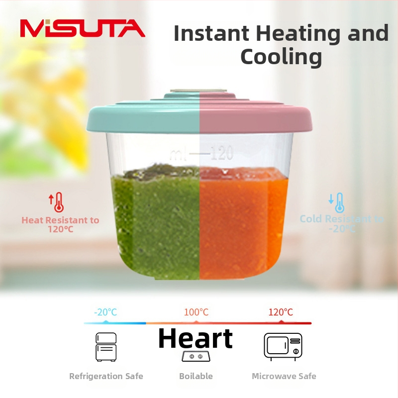 MISUTA Chrono кутия за допълваща храна за бебета – 6 бр., PP комплект посуда със запечатани прегради, за бебета над 3 месеца