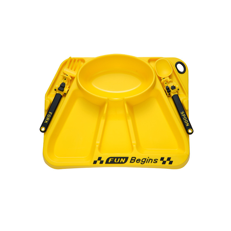 Vaikų stalo įrankių rinkinys su dalijama lėkštė ir triciklo dizainu, PP medžiaga, nuo 12 mėnesių