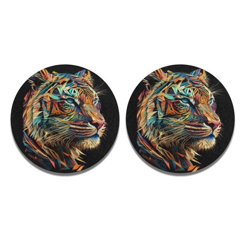 2 dalių automobilių puodelio laikiklio kilimėliai su gyvūnų skaitmenine spauda, pritaikomi, suderinami su saugojimo skyriaus kilimėliu, medžiaga: cheminės pluošto putos