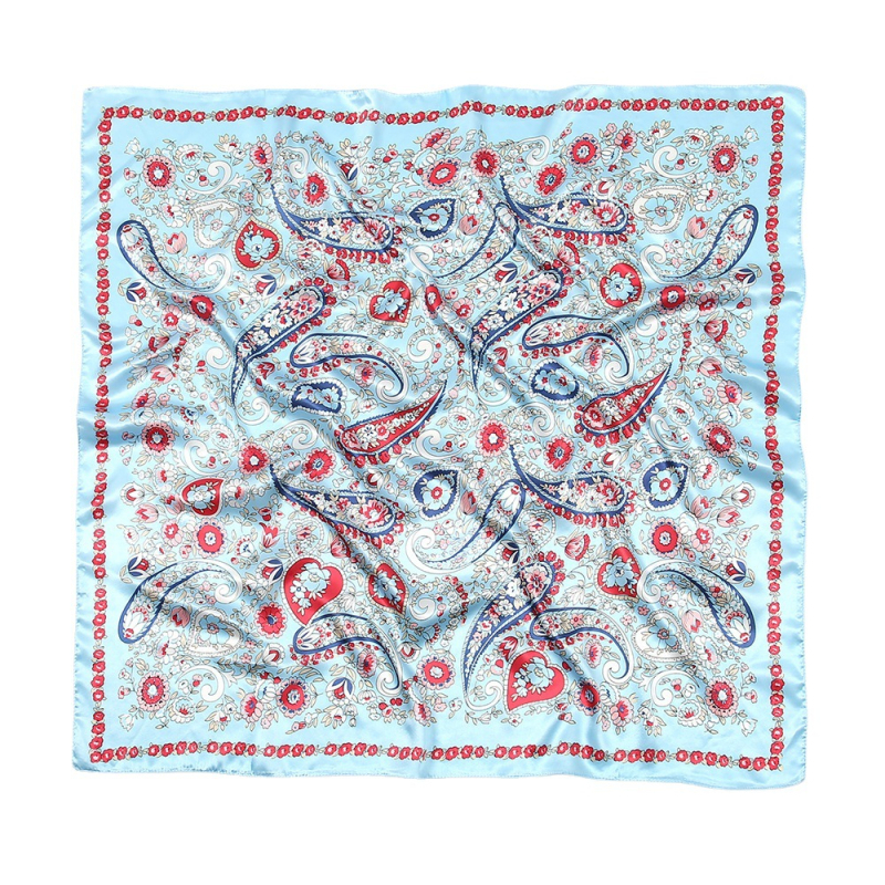 Τετράγωνος φουλάρι από τεχνητό μετάξι με μοτίβο λουλουδιών κασιού, απλό ύφανση, διακοσμητικό αξεσουάρ