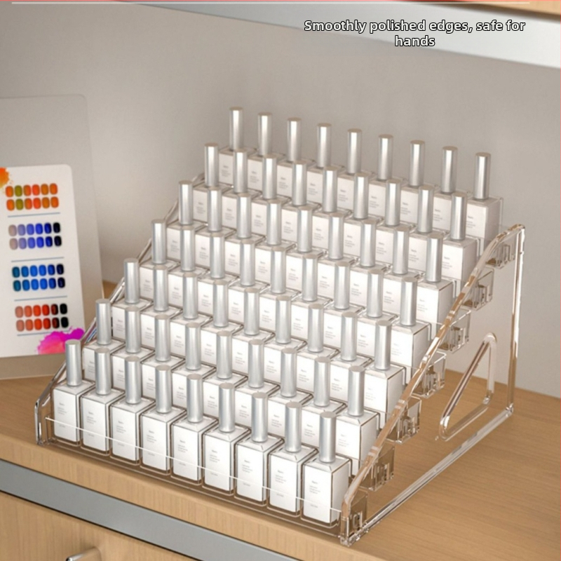 Настолен прозрачен акрилен дисплей за грим с три слоя или повече, за устни, лак за нокти и грижа за кожата