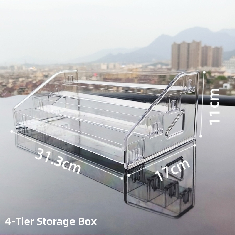 Настолен прозрачен акрилен дисплей за грим с три слоя или повече, за устни, лак за нокти и грижа за кожата