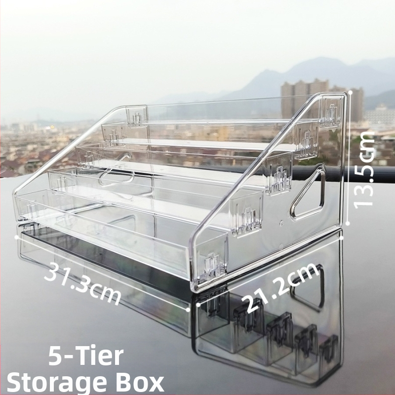 Настолен прозрачен акрилен дисплей за грим с три слоя или повече, за устни, лак за нокти и грижа за кожата