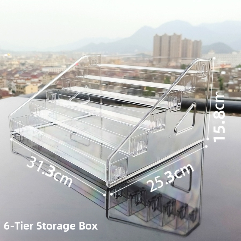 Настолен прозрачен акрилен дисплей за грим с три слоя или повече, за устни, лак за нокти и грижа за кожата