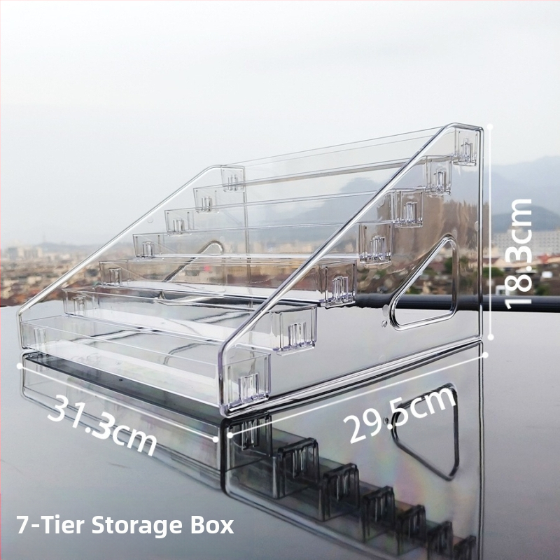 Настолен прозрачен акрилен дисплей за грим с три слоя или повече, за устни, лак за нокти и грижа за кожата