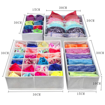 Κουτί αποθήκευσης εσωρούχων από μη υφαντό ύφασμα, σετ 4 τεμαχίων, 18 L, πτυσσόμενο, με διαμερίσματα