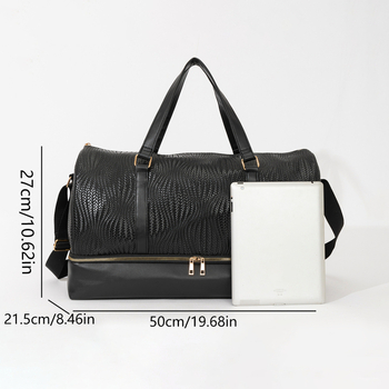 Sac de voiaj cu bretea de umăr/crossbody, PU, imprimeu brodat, capacitate sub 20L, rezistent la abraziune
