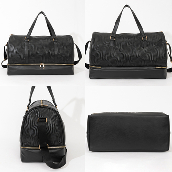 Τσάντα ταξιδιού με ρυθμιζόμενη λουρί ώμου και crossbody, PU, εκτύπωση με κεντημένο σχέδιο, χωρητικότητα κάτω από 20L, ανθεκτική στη φθορά