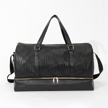 Τσάντα ταξιδιού με ρυθμιζόμενη λουρί ώμου και crossbody, PU, εκτύπωση με κεντημένο σχέδιο, χωρητικότητα κάτω από 20L, ανθεκτική στη φθορά