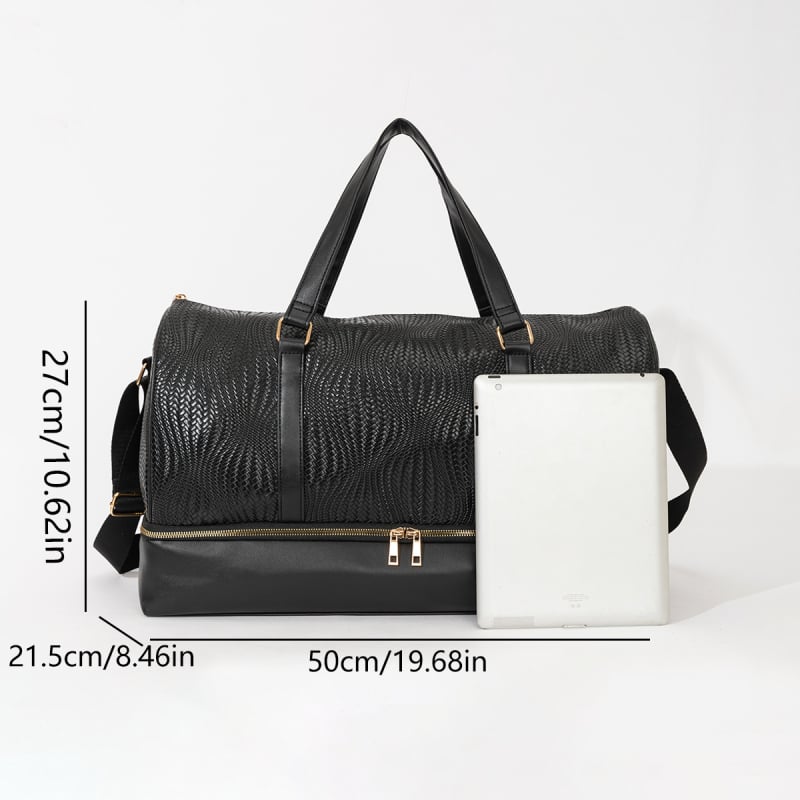 Sac de voiaj cu bretea de umăr/crossbody, PU, imprimeu brodat, capacitate sub 20L, rezistent la abraziune