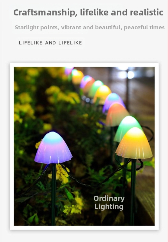 LED соларни гирлянди за външно осветление, форма на гъба, 10W, ≤36V, IP65, управление с копче