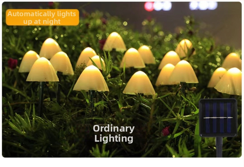 LED соларни гирлянди за външно осветление, форма на гъба, 10W, ≤36V, IP65, управление с копче