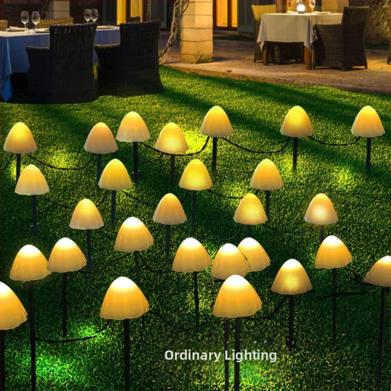 LED соларни гирлянди за външно осветление, форма на гъба, 10W, ≤36V, IP65, управление с копче