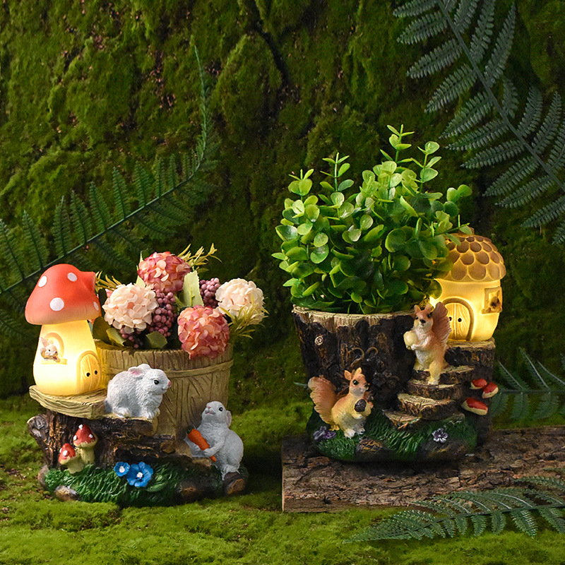 Λαμπτήρας κήπου από συνθετική ρητίνη με ζωικό μοτίβο – εξάγωνος σχεδιασμός – Zhongtuo