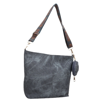 Τσάντα PU bucket bag με φερμουάρ και εσωτερική τσέπη με φερμουάρ, οριζόντιου τετράγωνου σχήματος, στυλ street-trend