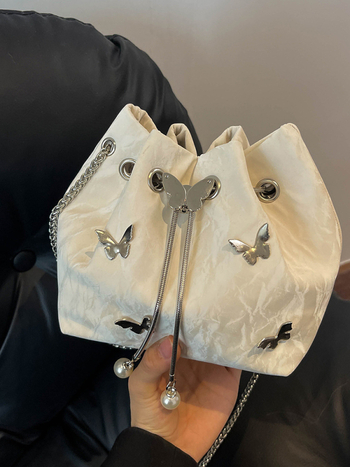 Γυναικεία τσάντα-κάδο από PU, αστικός μινιμαλισμός, κλείσιμο με κορδόνι, επένδυση πολυεστέρα, εσωτερικός θήκη με φερμουάρ