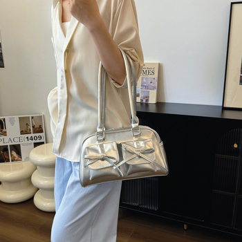 Moterų pečių rankinė, Korejos stiliaus, minimalistinis kvadrato dizainas, PU medžiaga, užtrauktukas atidarymas, pagalvės formos, vidinė kišenė su užtrauktuku ir telefono kišenė, vasara 2024