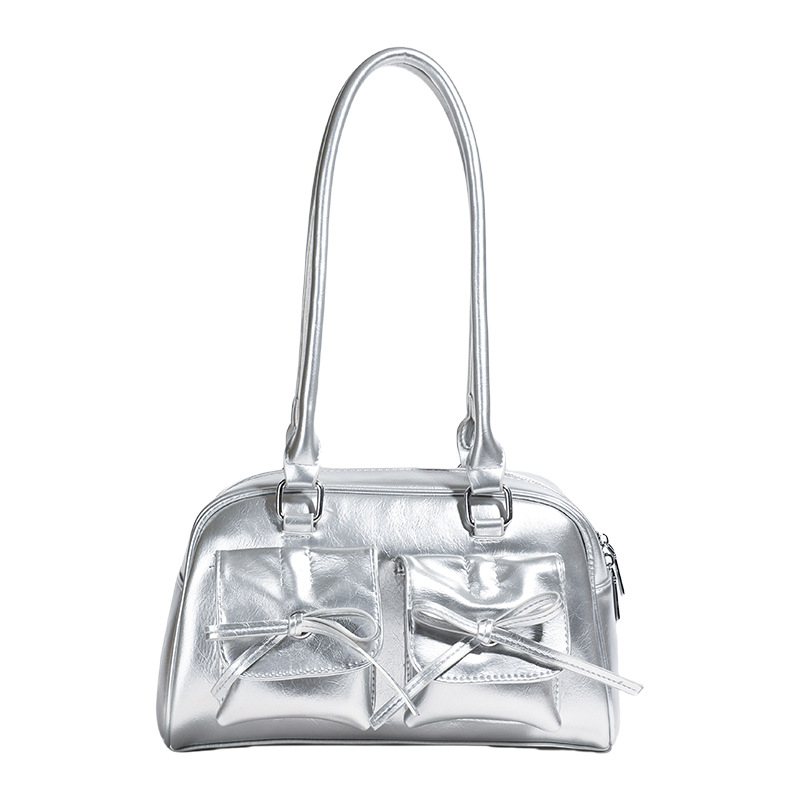 Moterų pečių rankinė, Korejos stiliaus, minimalistinis kvadrato dizainas, PU medžiaga, užtrauktukas atidarymas, pagalvės formos, vidinė kišenė su užtrauktuku ir telefono kišenė, vasara 2024