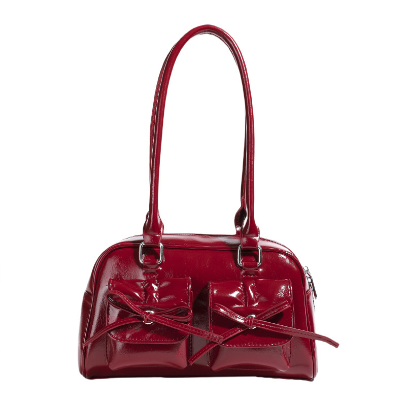 Moterų pečių rankinė, Korejos stiliaus, minimalistinis kvadrato dizainas, PU medžiaga, užtrauktukas atidarymas, pagalvės formos, vidinė kišenė su užtrauktuku ir telefono kišenė, vasara 2024