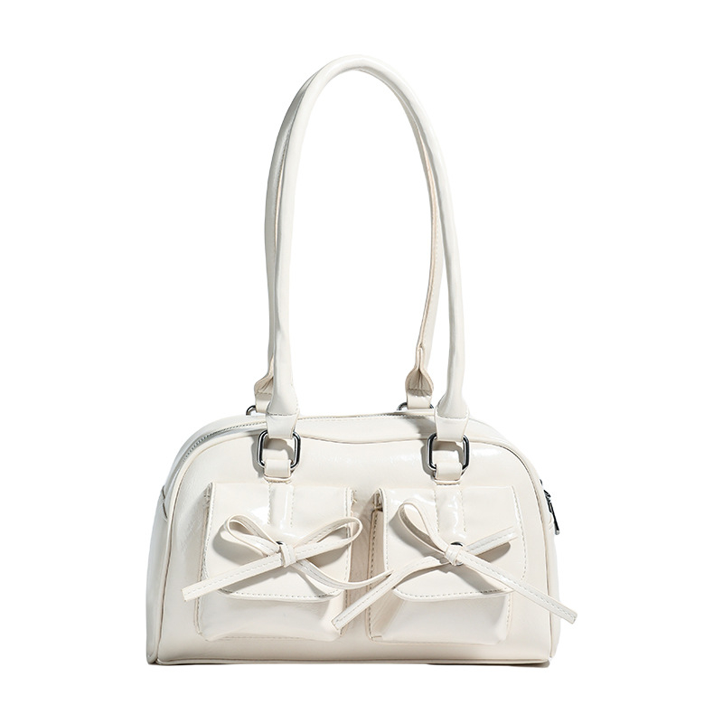 Moterų pečių rankinė, Korejos stiliaus, minimalistinis kvadrato dizainas, PU medžiaga, užtrauktukas atidarymas, pagalvės formos, vidinė kišenė su užtrauktuku ir telefono kišenė, vasara 2024