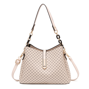 PU bucket bag με κλείσιμο φερμουάρ-μαγνήτη, οριζόντιο τετράγωνο σχήμα, εσωτερικές θήκες με φερμουάρ και θήκη για κινητό, Shi Chen