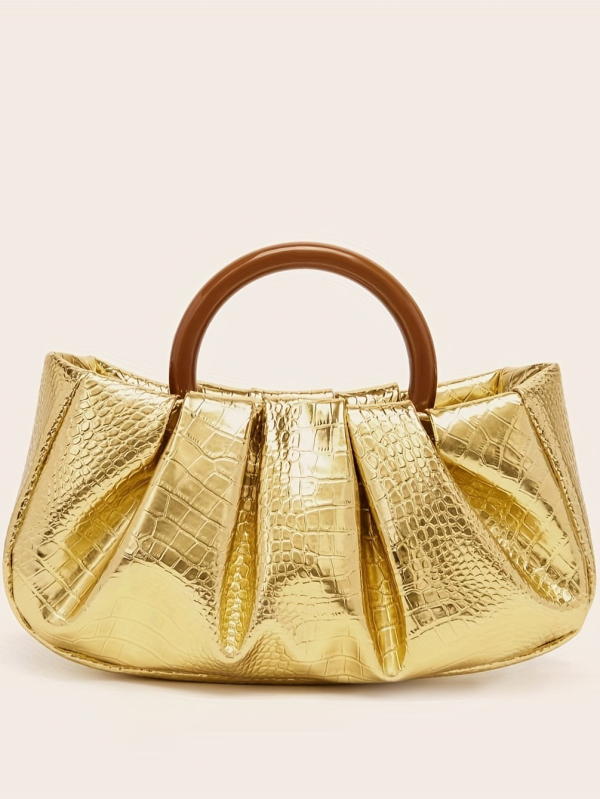 Дамска чанта с форма на пелмени в облачен стил, PU материал, магнитно закопчаване, полиестерна подплата