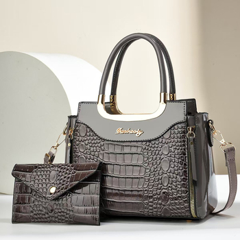 Daiziya Τσάντα Tote από PU με Μοτίβο Κροκό, Με Φερμουάρ, Πολυεστερική Επένδυση, Τρισδιάστατος Εξωτερικός Σχεδιασμός