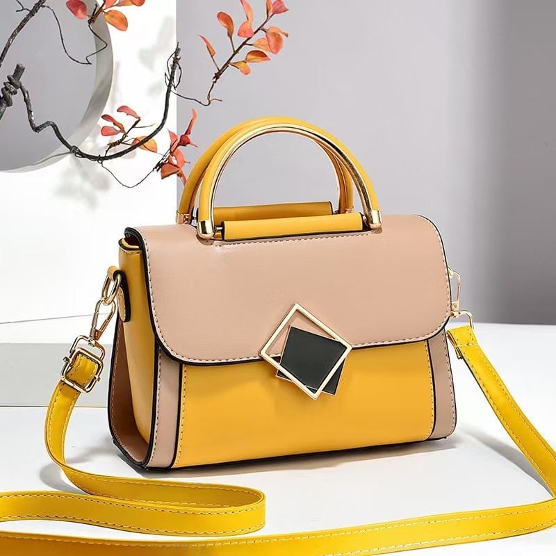 Női crossbody táska, két tónusú, kontrasztos színű panelek, sokoldalú, nagy kapacitású válltáska