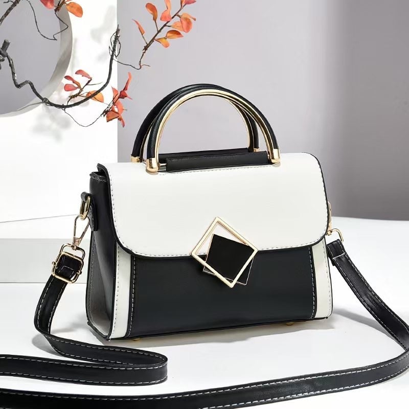 Női crossbody táska, két tónusú, kontrasztos színű panelek, sokoldalú, nagy kapacitású válltáska
