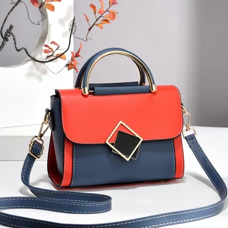 Női crossbody táska, két tónusú, kontrasztos színű panelek, sokoldalú, nagy kapacitású válltáska