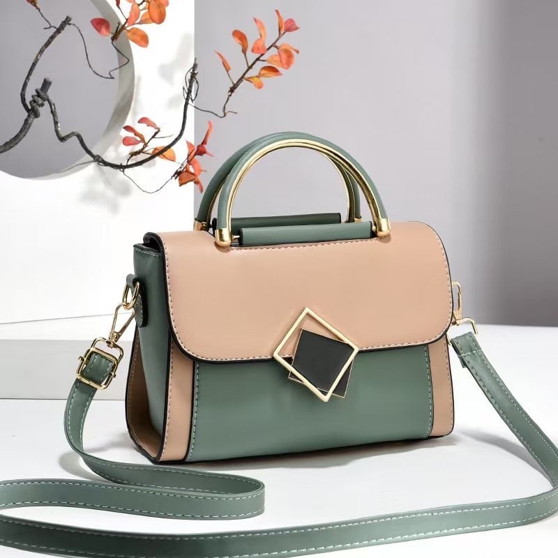 Női crossbody táska, két tónusú, kontrasztos színű panelek, sokoldalú, nagy kapacitású válltáska
