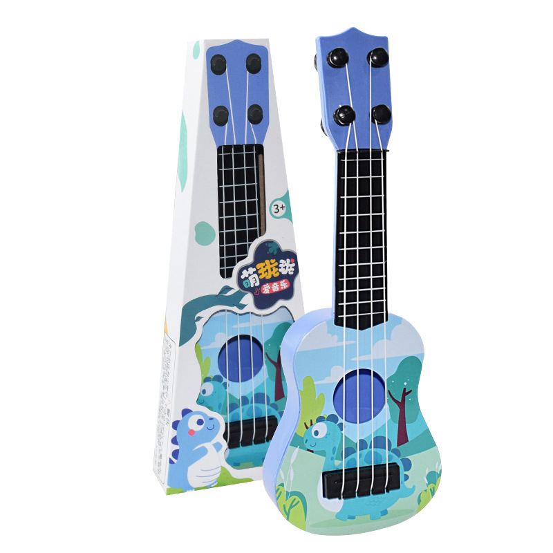 Ukulele spēle zīdaiņiem 0-3 gadi: dzīvnieku puzle ar ziloņa, žirafa un hipopotāma figūrām; interaktīvā vecāku un bērnu muzikālā apmācība; no plastmasas