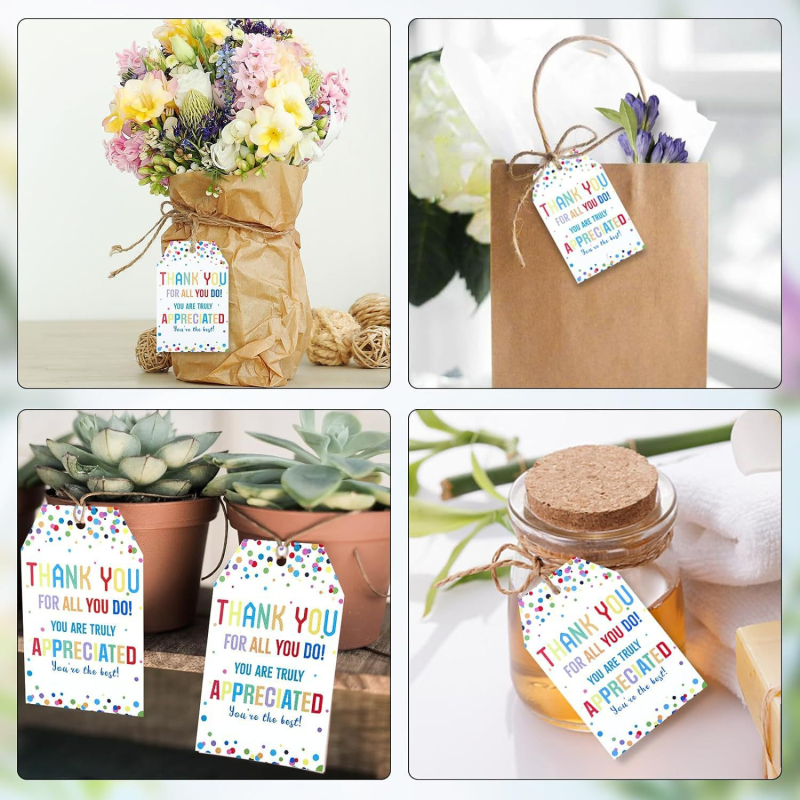 DIY dovanojimo etiketės ir sveikinimo atvirukai su 20 m kanapių virve, popierius, paketas 50 arba 100 lapų, skirtas gimtadieniams ir vestuvėms