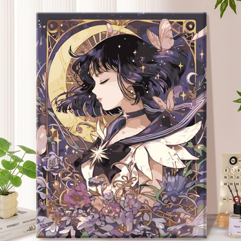 DIY цифрова маслена живопис – без рамка, ръчно рисувана илюстрация в модерен минималистичен стил, анимационно момиче