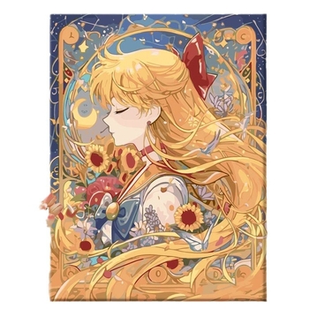 DIY цифрова маслена живопис – без рамка, ръчно рисувана илюстрация в модерен минималистичен стил, анимационно момиче