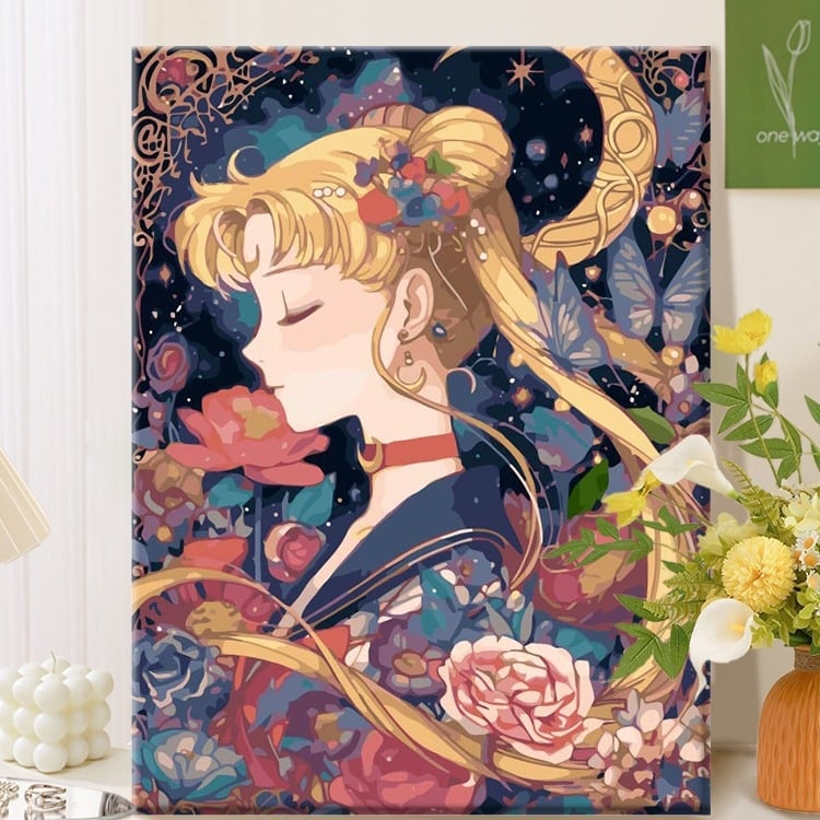 DIY цифрова маслена живопис – без рамка, ръчно рисувана илюстрация в модерен минималистичен стил, анимационно момиче