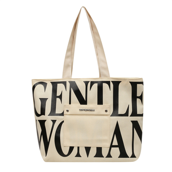 Γυναικεία τσάντα από καμβά, Tote σε street style, με φερμουάρ, επένδυση από πολυεστέρα, οριζόντιο τετράγωνο σχήμα, διπλοί ιμάντες