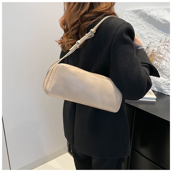 Τσάντα baguette σε αστικό μινιμαλιστικό στυλ, PU υλικό, κυλινδρικό σχήμα, φερμουάρ ανοίγματος, PU επένδυση