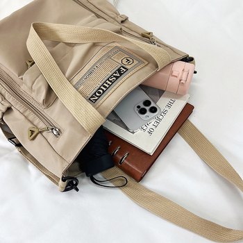 Νάιλον αστική τσάντα τύπου tote με φερμουάρ, εσωτερική θήκη με φερμουάρ και θήκη κινητού, επένδυση πολυεστέρα